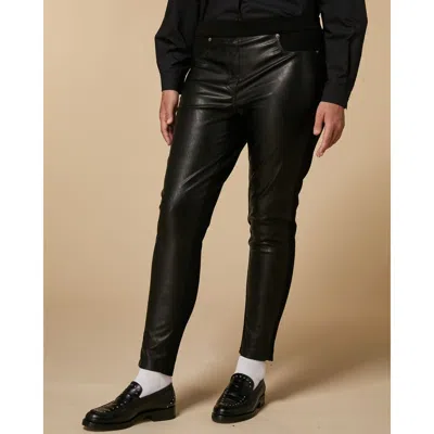 Marina Rinaldi Obelisco Cropped Faux Leather Pants In Black