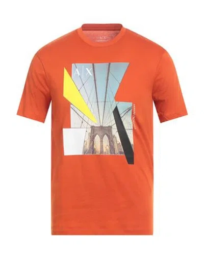 Armani Exchange Man T-shirt Orange Size M Cotton In Orange