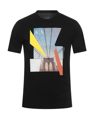 Armani Exchange Man T-shirt Black Size S Cotton In Black
