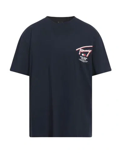 Tommy Jeans Man T-shirt Navy Size S Cotton In Navy