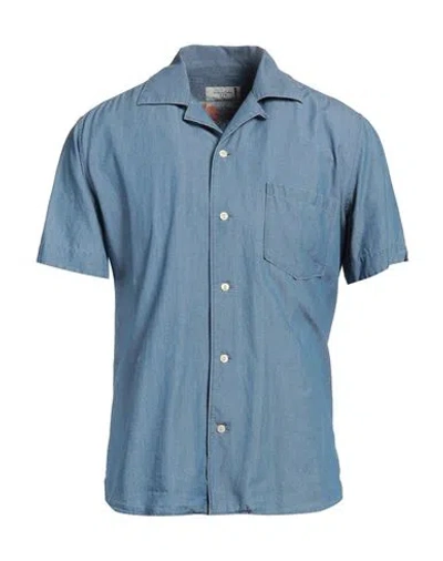 Tintoria Mattei 954 Man Denim Shirt Blue Size L Cotton In Blue