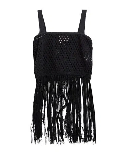 Mariuccia Woman Top Black Size S Cotton, Acrylic In Black