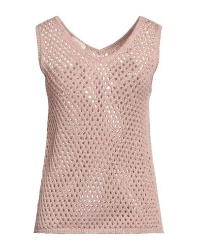 Altea Mesh Tank Top With Side Slit And V-neckline In Pink