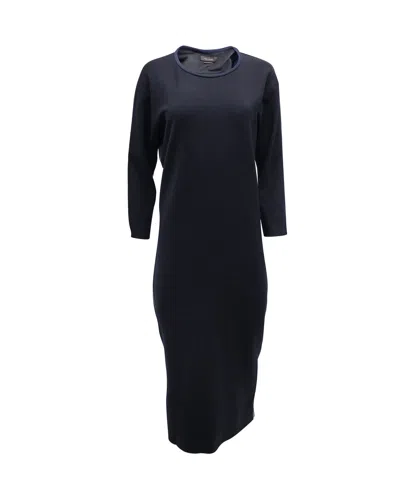 Isabel Marant Deena Two-tone Panel Dress In Navy Blue Wool In Black