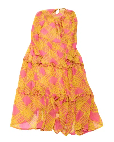 Baum Und Pferdgarten Printed Slip Maxi Dress In Pink And Yellow Viscose In Yellow