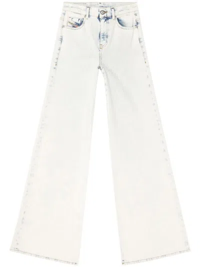 Diesel D-akemi L.32 Wide-leg High-waisted Denim Pants In Blue