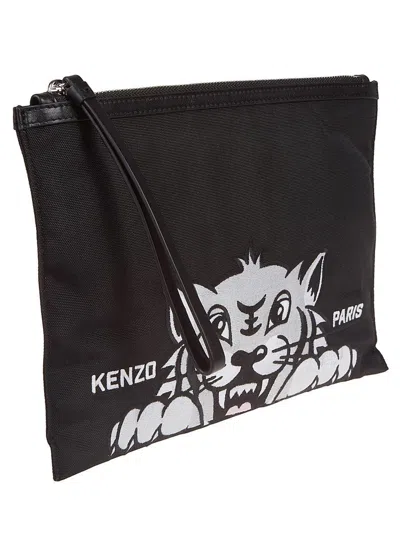 Kenzo Pochette Nera Con Ricamo Tigre In Black