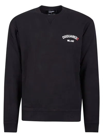 Dsquared2 Black Crewneck Sweatshirt With Logo Lettering On The Front In Black