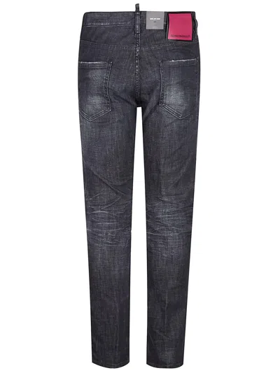 Dsquared2 Cool Gut Black Jeans With Belt Loops And Faded Effect In Denim Man In Black