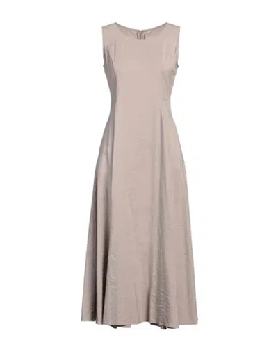 Camicettasnob Woman Midi Dress Taupe Size 10 Viscose, Polyester In Grey