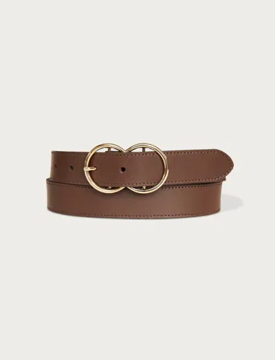 Lucky Brand Leather Belt With Double Ring Buckle In Green