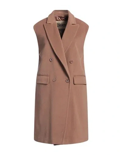 Herno Woman Coat Camel Size 8 Alpaca Wool, Wool, Polyamide In Beige