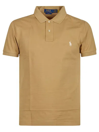 Polo Ralph Lauren Two-button Cotton Polo With Logo In Brown