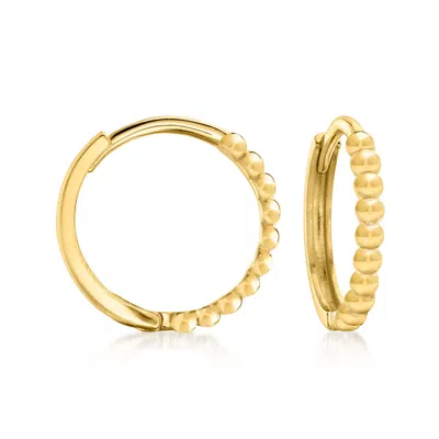Rs Pure By Ross-simons Italian 14kt Yellow Gold Beaded Charm-compatible Huggie Hoop Earrings In Yellow