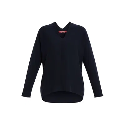 Marina Rinaldi Plus Alba Wool-blend Sweater In Blue