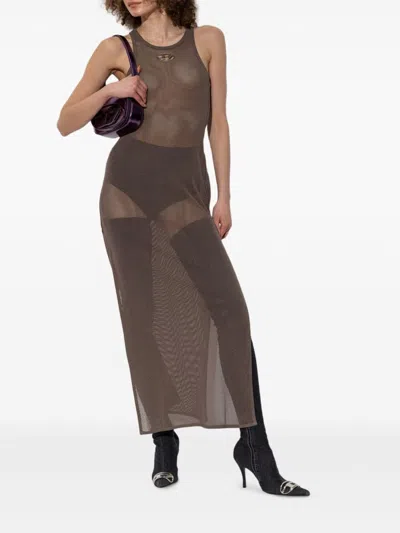 Diesel Jennifer-utlt Maxi Mesh Racerback Dress In Multicolor