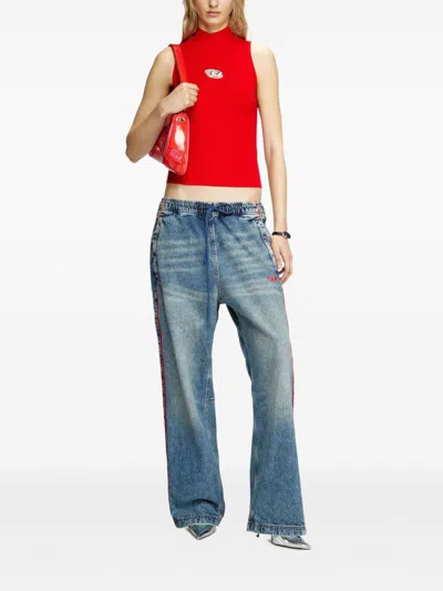 Diesel Black Viscose Blend M-onervax Top In Multicolor