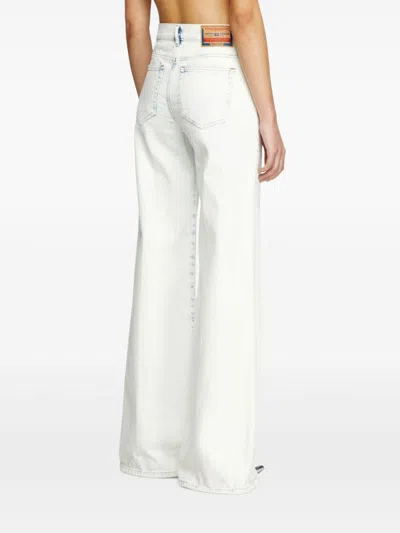 Diesel D-akemi L.32 Wide-leg High-waisted Denim Pants In Multicolor