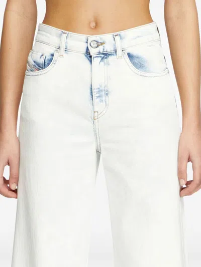 Diesel D-akemi L.32 Wide-leg High-waisted Denim Pants In Multicolor