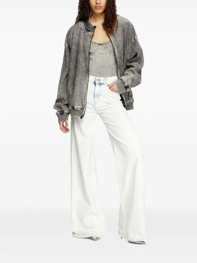 Diesel D-akemi L.32 Wide-leg High-waisted Denim Pants In Multicolor