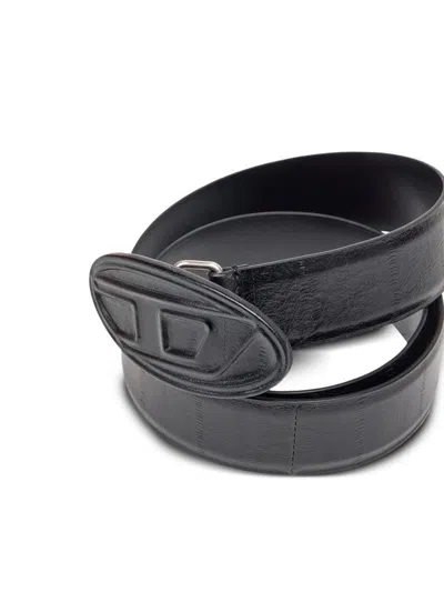 Diesel Textured Finish Belt With Distinctive Oval Buckle In Multicolor