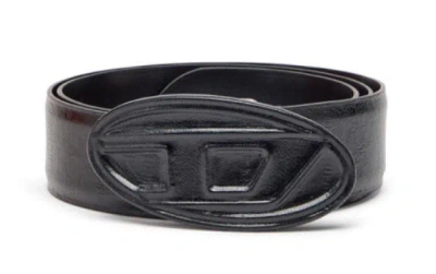 Diesel Textured Finish Belt With Distinctive Oval Buckle In Multicolor