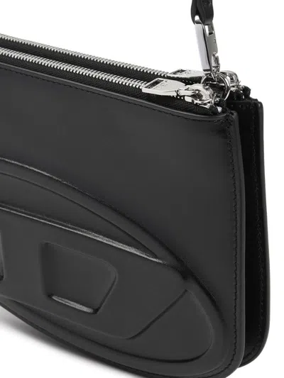 Diesel Embossed Leather Shoulder Bag With Zip Closure In Multicolor