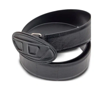 Diesel Textured Finish Belt With Distinctive Oval Buckle In Multicolor