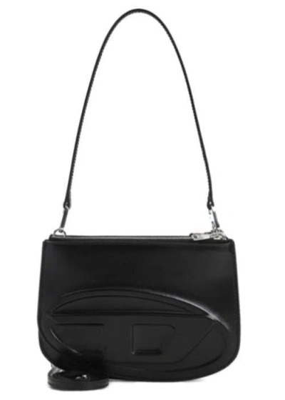 Diesel Embossed Leather Shoulder Bag With Zip Closure In Multicolor