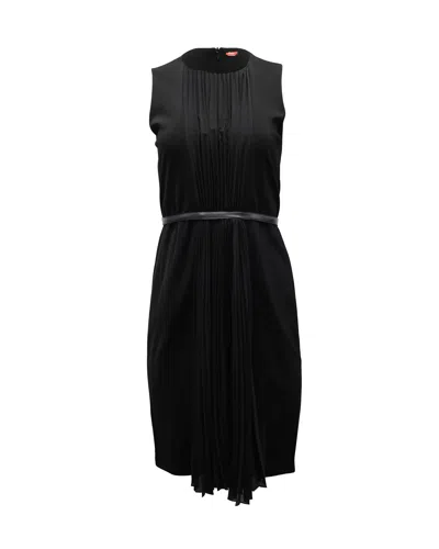 Max Mara Studio Pleated Sleeveless Mini Dress In Black Viscose In Black