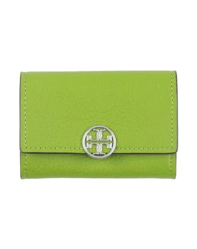 Tory Burch Woman Wallet Green Size - Leather In Green