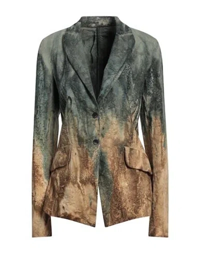 Masnada Abstract-print Cotton Blazer In Sage Green