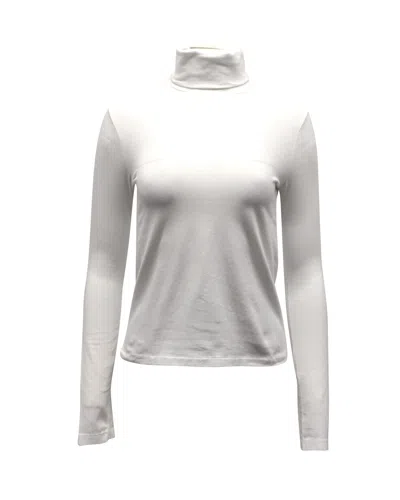 Re/done X Hanes 60s Mock Neck Long Sleeve Tee In White Organic Cotton In White