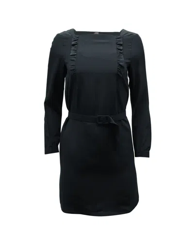 Apc A. P.c Belted Mini Sheath Dress In Black Silk In Black