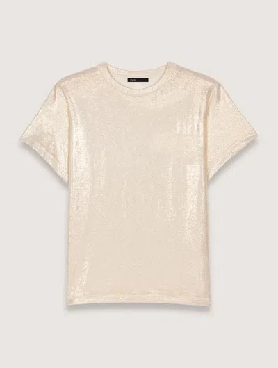 Maje Womens Short-sleeved Metallic Stretch-jersey T-shirt In Dore