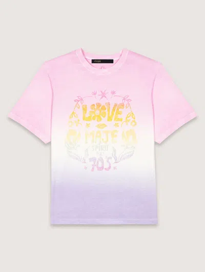 Maje Cotton Tie-dye T-shirt In Rose
