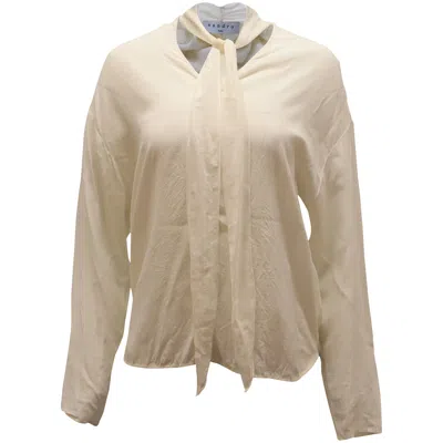 Sandro Long Sleeve Blouse In Ivory Silk In Beige