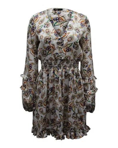 Maje Paisley-print Shirred Waist Mini Dress In Multicolor Polyester In Multi