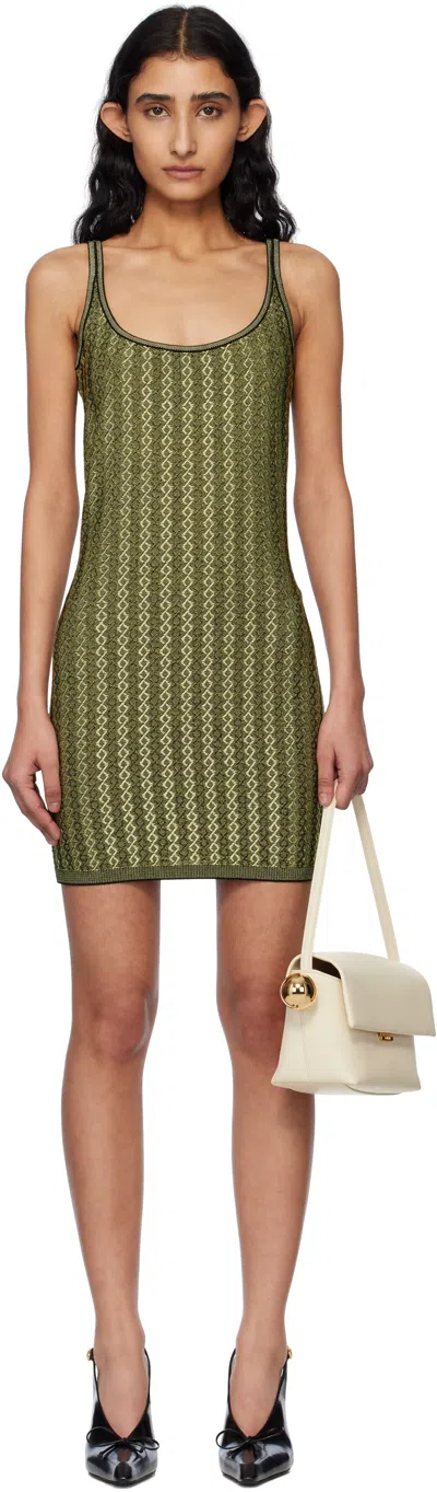 Jacquemus La Robe Marino Patterned Knitted Mini Dress In Noir