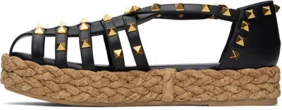 Valentino Garavani Valentino Rockstud 30 Leather Platform Sandal In Black