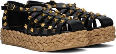 Valentino Garavani Valentino Rockstud 30 Leather Platform Sandal In Black