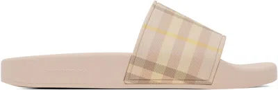 Burberry Furley Check Slide Sandals In Neutral