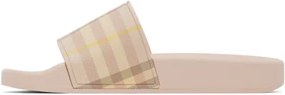 Burberry Furley Check Slide Sandals In Neutral
