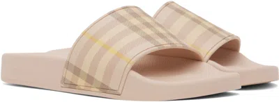 Burberry Furley Check Slide Sandals In Neutral