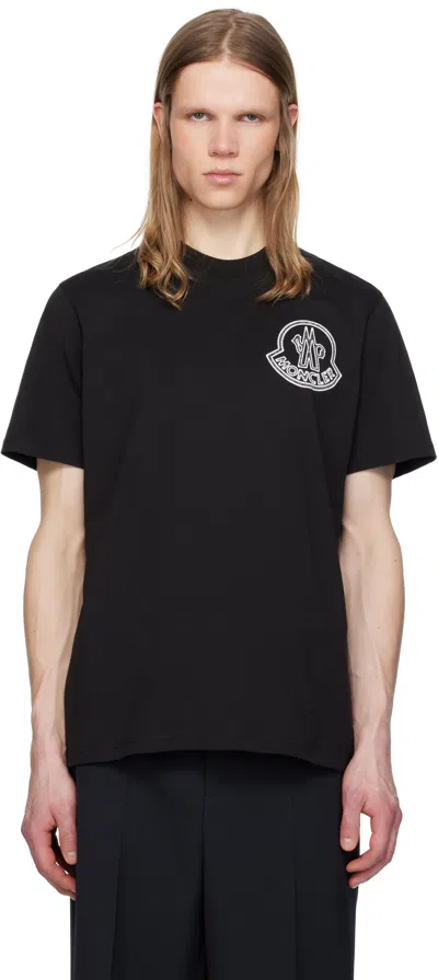 Moncler Logo Cotton T-shirt In Black
