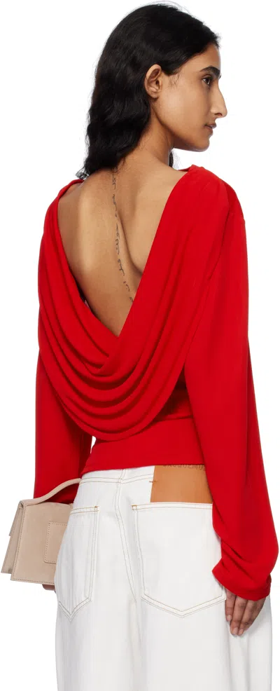 Jacquemus Long-sleeved Top In Red
