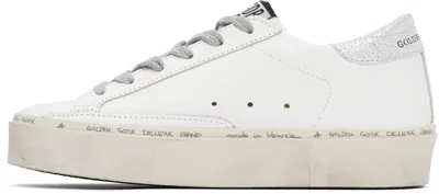 Golden Goose Hi Star Sneakers In White/platinum Leather And Suede In 80185 White/silver