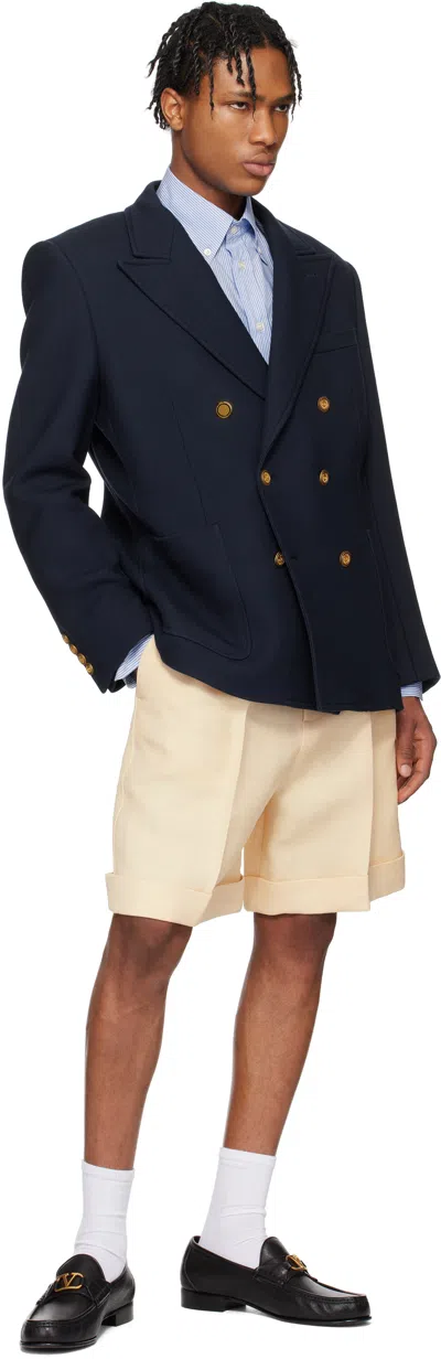 Valentino Butter-coloured Bermuda Shorts With Turn-ups In Neutral