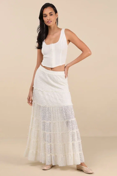 Lulus Elmarie Cream Rickrack Hook-and-eye Crop Tank Top In White