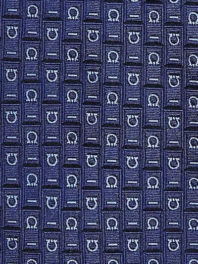 Ferragamo Logo-embroidered Silk Tie In Blue